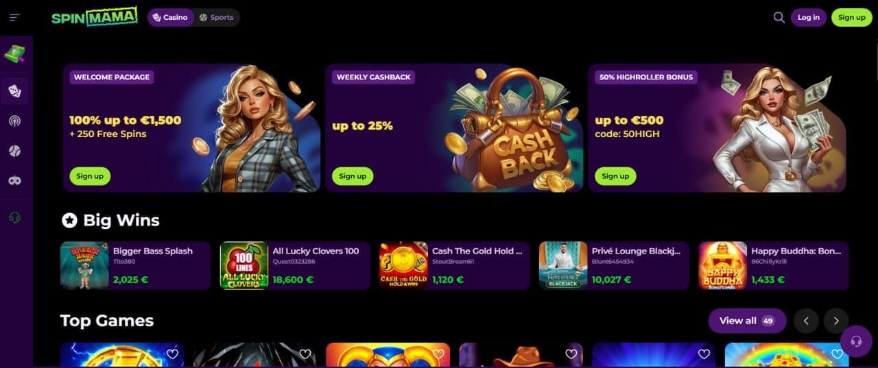 SpinMama Casino: Reseña 2026, Bono de Bienvenida hasta €1.500 y 250 Giros Gratis